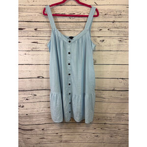 Women's J.CREW Light Blue Plus Size 16 Button-Front Sleeveless Dress